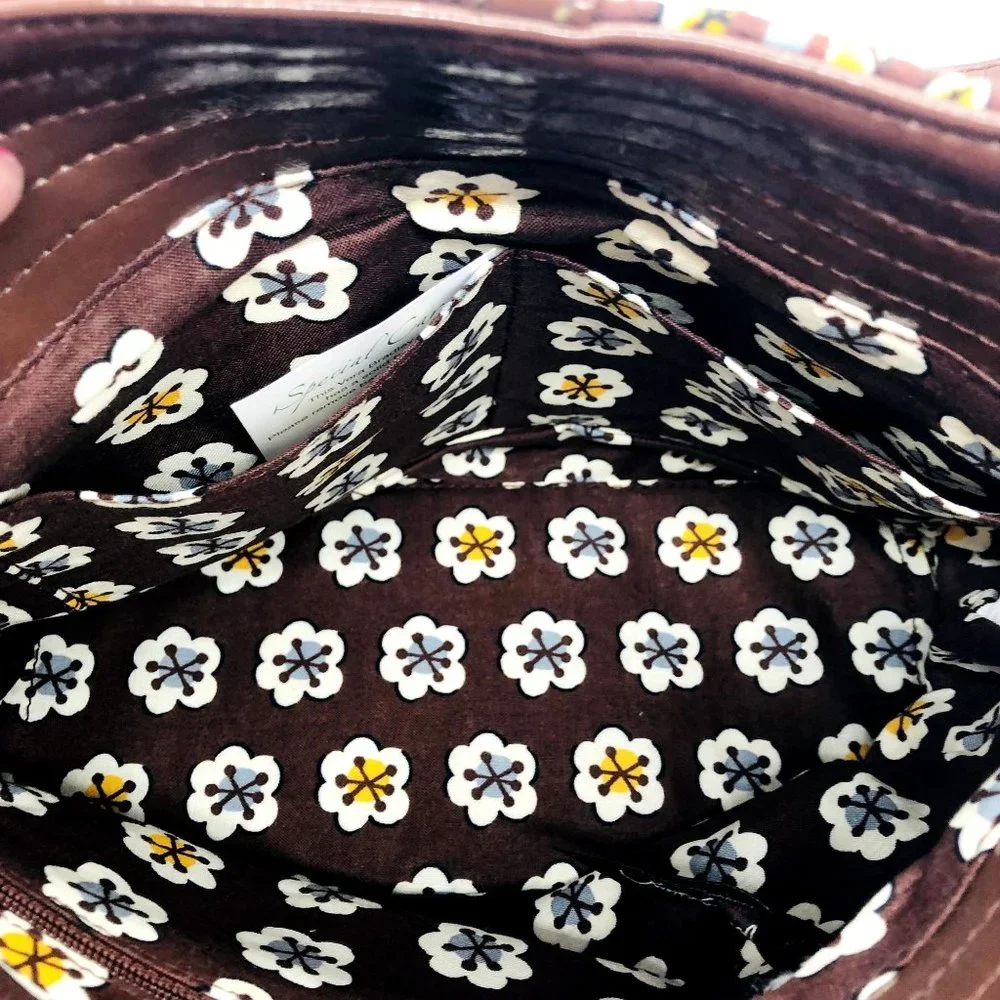 Vera Bradley Women's Tote Purse Slate Blooms Brown Yellow
